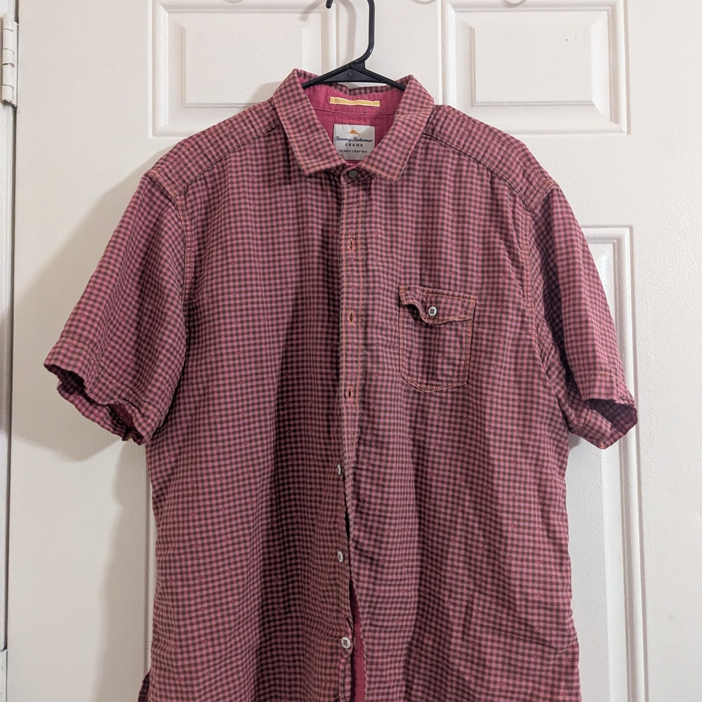 Tommy Bahama Red Checkered Casual Button Down Shirt